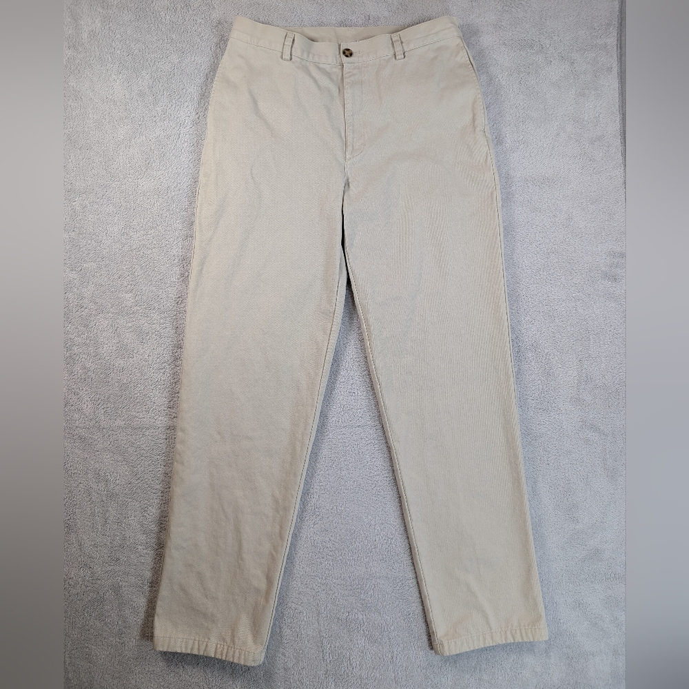 LL Bean Flannel Lined Pants Mens 34x36 Beige Chino Natural Fit‎ Cotton 162385